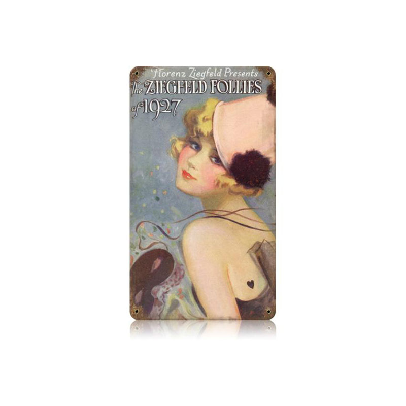 Ziegfeld Follies Vintage Sign, Pinup Girls, Metal Sign, Wall Art, 8 X 14 Inches