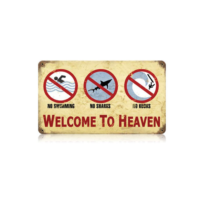 Surf Heaven Vintage Sign, Humor, Metal Sign, Wall Art, 14 X 8 Inches