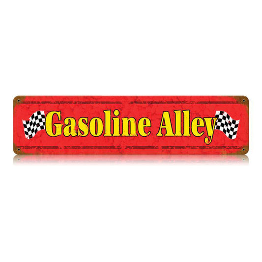 Gasoline Alley Vintage Sign, Oil & Petro, Metal Sign, Wall Art, 20 X 5 Inches