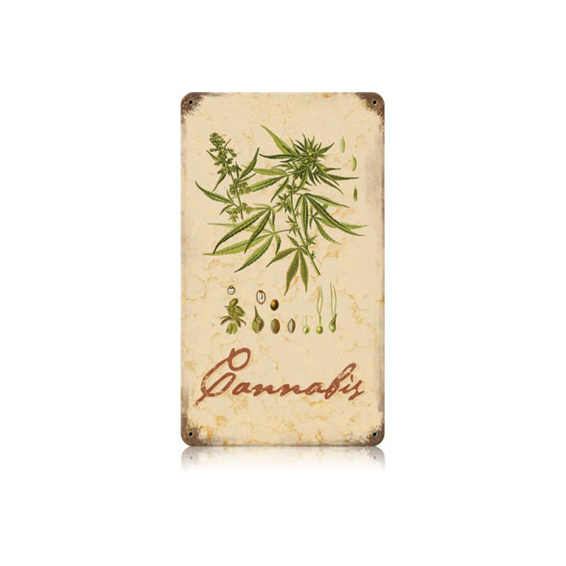 Cannabis Vintage Sign, Home & Garden, Metal Sign, Wall Art, 8 X 14 Inches