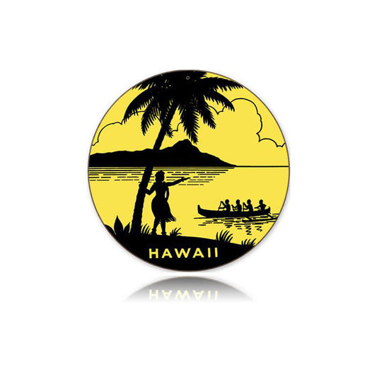 Hawaii Round Vintage Sign, Home & Garden, Metal Sign, Wall Art, 14 X 14 Inches