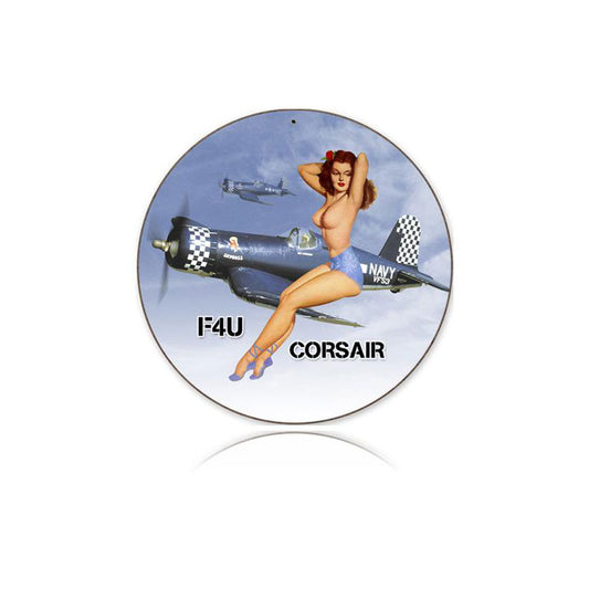 Corsair Nude Vintage Sign, Aviation, Metal Sign, Wall Art, 14 X 14 Inches
