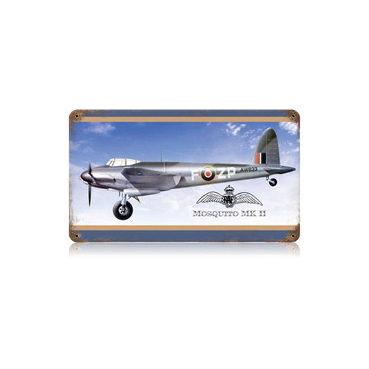 Mosquito Vintage Sign, Aviation, Metal Sign, Wall Art, 14 X 8 Inches