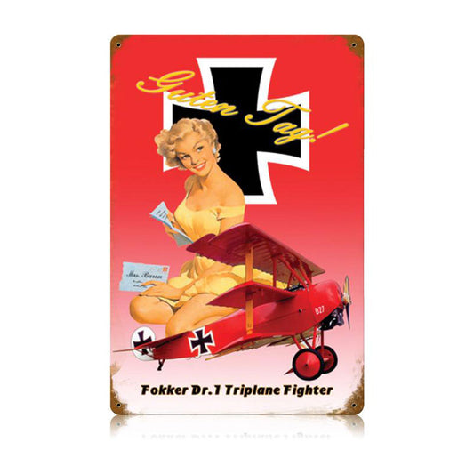 Fokker Vintage Sign, Aviation, Metal Sign, Wall Art, 12 X 18 Inches