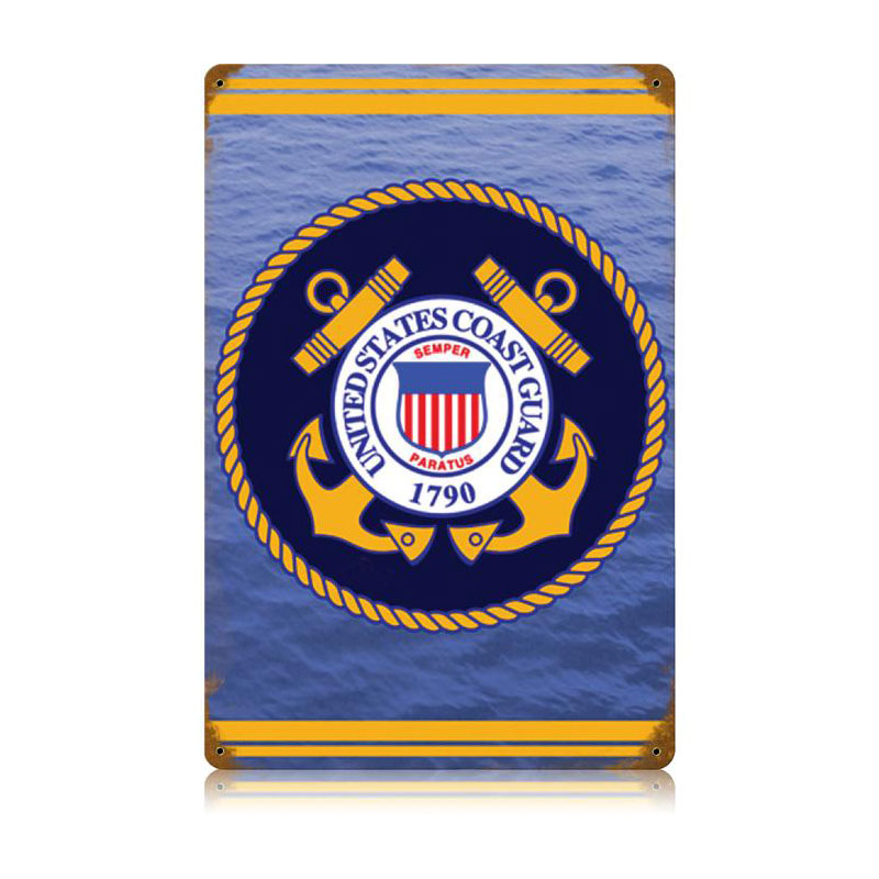 Coast Guard Vintage Sign, Military, Metal Sign, Wall Art, 12 X 18 Inches