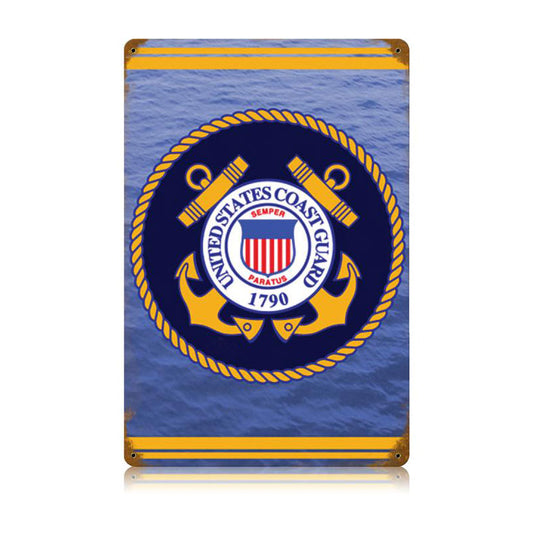 Coast Guard Vintage Sign, Military, Metal Sign, Wall Art, 12 X 18 Inches