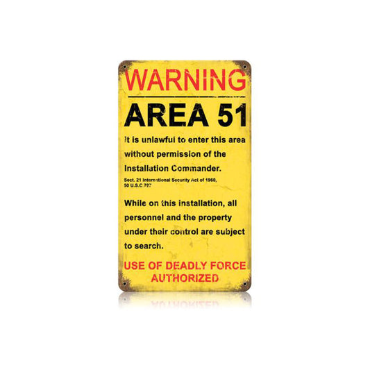 Area 51 Vintage Sign, Oil & Petro, Metal Sign, Wall Art, 8 X 14 Inches