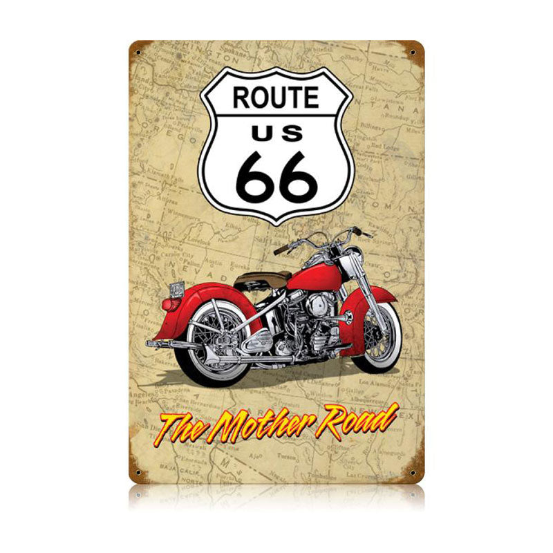 Mother Road Vintage Sign, Transportation, Metal Sign, Wall Art, 12 X 18 Inches