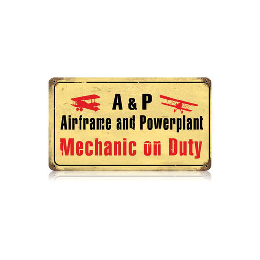Airframe Mechanic Vintage Sign, Aviation, Metal Sign, Wall Art, 14 X 8 Inches