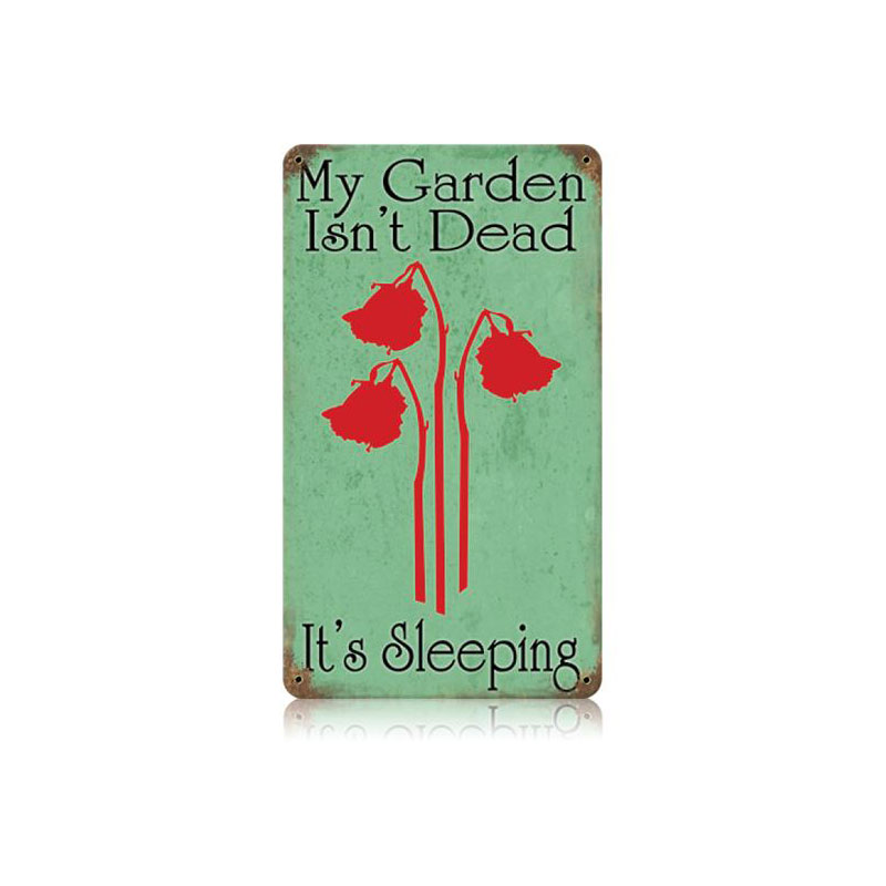 Garden Sleeping Vintage Sign, Home & Garden, Metal Sign, Wall Art, 8 X 14 Inches