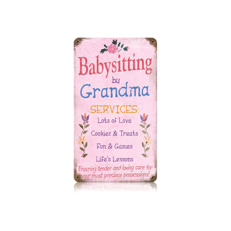 Grandma Babysitting Vintage Sign, Home & Garden, Metal Sign, Wall Art, 8 X 14 Inches