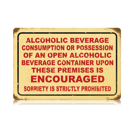 Drinking Encouraged Vintage Sign, Oil & Petro, Metal Sign, Wall Art, 18 X 12 Inches