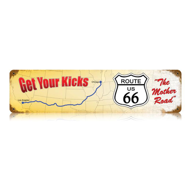 Route 66 Get Your Kicks Vintage Sign, Street Signs, Metal Sign, Wall Art, 20 X 5 Inches