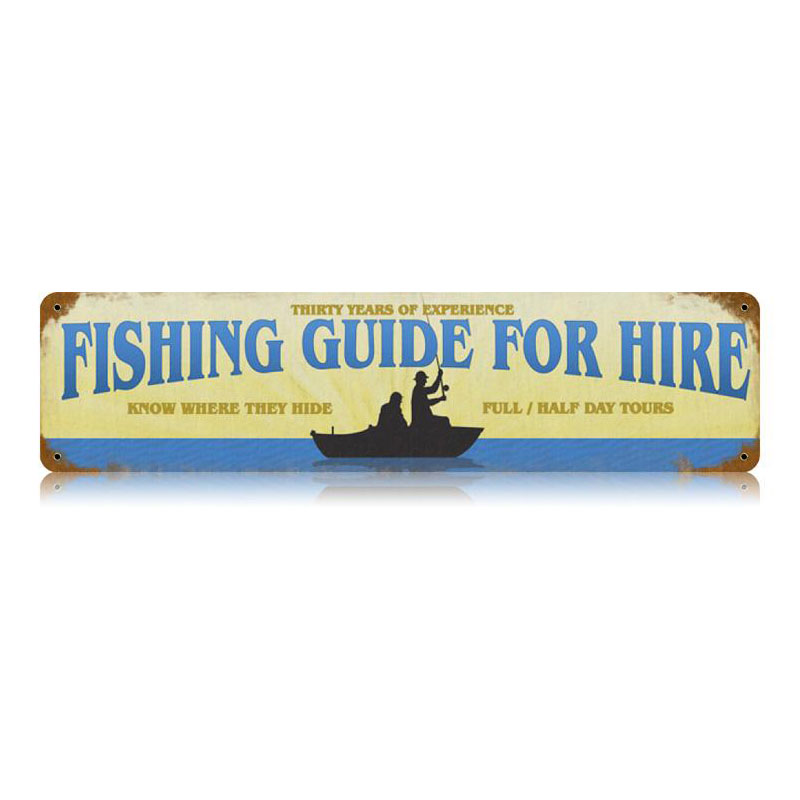 Fishing Guide Vintage Sign, Home & Garden, Metal Sign, Wall Art, 20 X 5 Inches