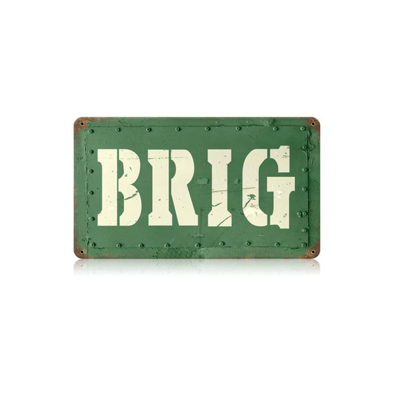 Brig Vintage Sign, Military, Metal Sign, Wall Art, 14 X 8 Inches