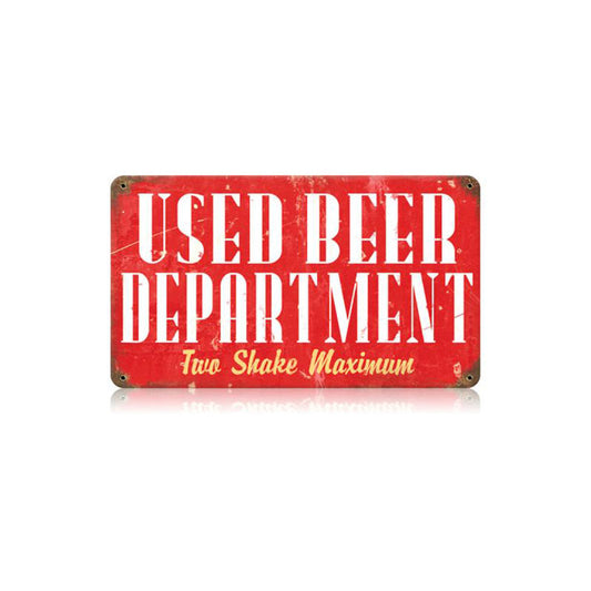 Used Beer Vintage Sign, Man Cave, Metal Sign, Wall Art, 14 X 8 Inches