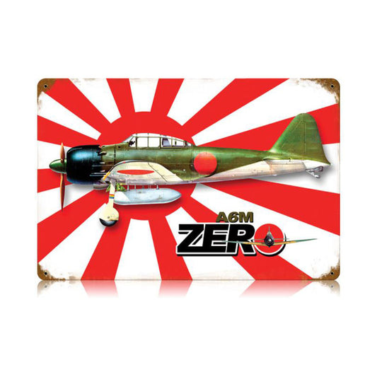 Zero Vintage Sign, Aviation, Metal Sign, Wall Art, 18 X 12 Inches