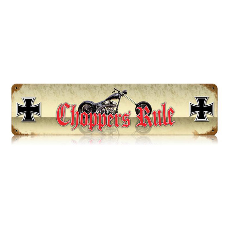 Choppers Rule Vintage Sign, Motorcycle, Metal Sign, Wall Art, 20 X 5 Inches