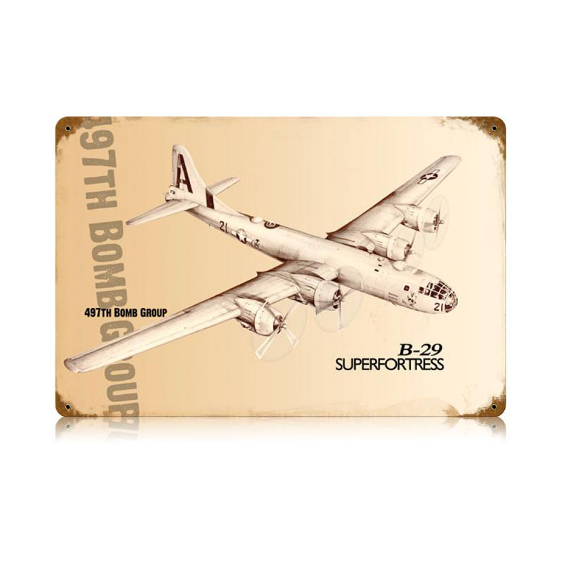 B-29 Superfortress Vintage Sign, Aviation, Metal Sign, Wall Art, 18 X 12 Inches