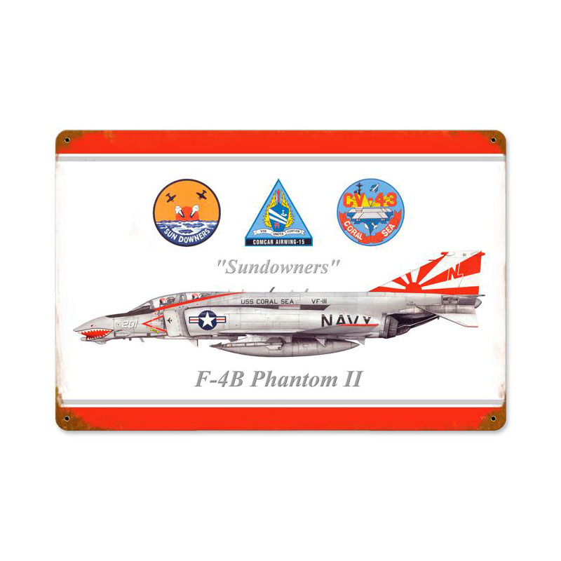 Phantom Sundowners Vintage Sign, Aviation, Metal Sign, Wall Art, 18 X 12 Inches