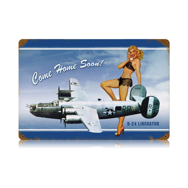 Come Home Soon Vintage Sign, Aviation, Metal Sign, Wall Art, 18 X 12 Inches