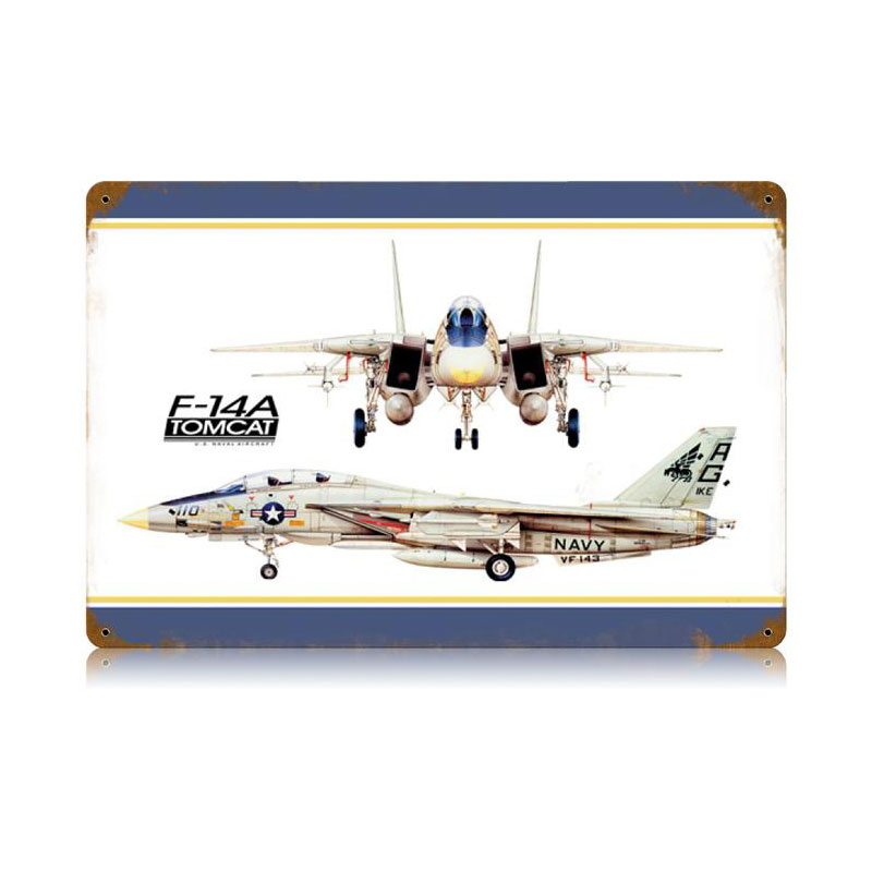 Tomcat Vintage Sign, Aviation, Metal Sign, Wall Art, 18 X 12 Inches