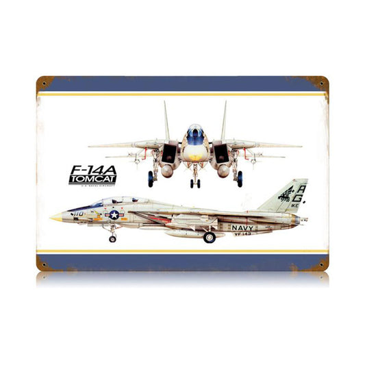 Tomcat Vintage Sign, Aviation, Metal Sign, Wall Art, 18 X 12 Inches