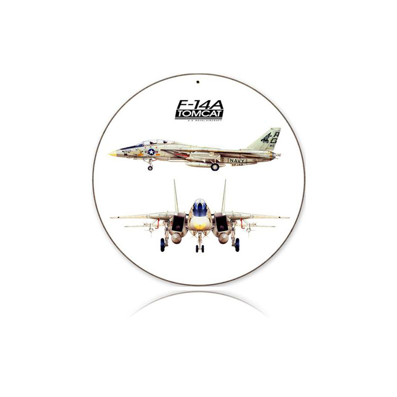 F-14 Tomcat Vintage Sign, Aviation, Metal Sign, Wall Art, 14 X 14 Inches