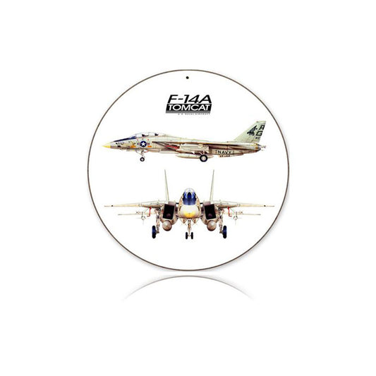 F-14 Tomcat Vintage Sign, Aviation, Metal Sign, Wall Art, 14 X 14 Inches
