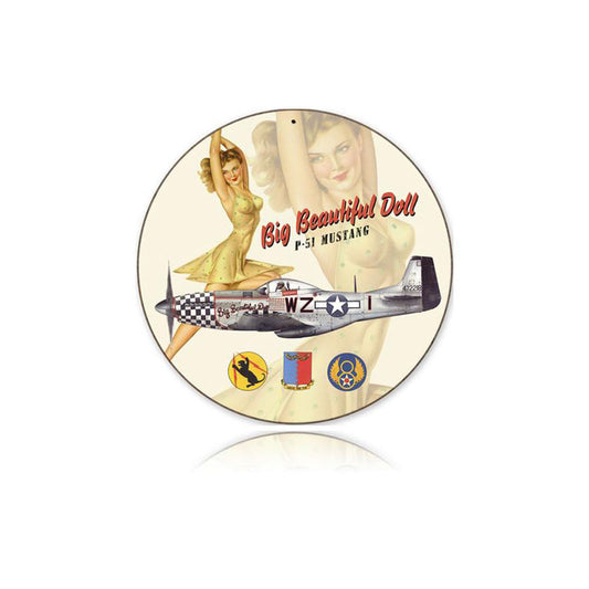 Beautiful Doll Vintage Sign, Aviation, Metal Sign, Wall Art, 14 X 14 Inches