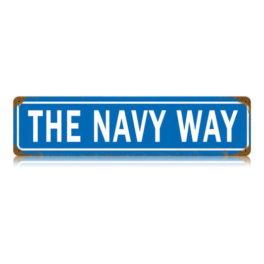 The Nay Way Vintage Sign, Military, Metal Sign, Wall Art, 20 X 5 Inches