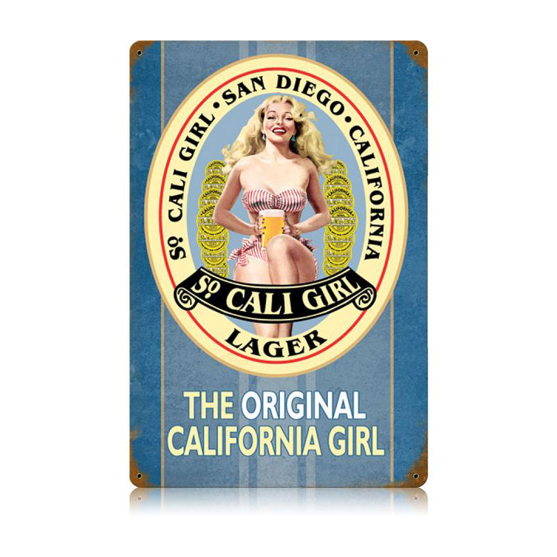 So Cali Girl Vintage Sign, Humor, Metal Sign, Wall Art, 12 X 18 Inches