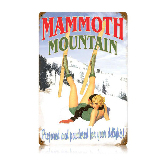 Mammoth Mountain Vintage Sign, Pinup Girls, Metal Sign, Wall Art, 18 X 12 Inches