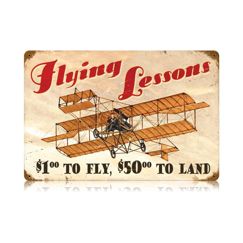 Flying Lessons Vintage Sign, Aviation, Metal Sign, Wall Art, 18 X 12 Inches