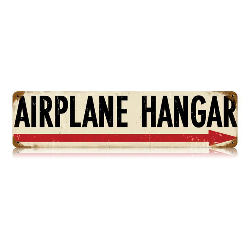 Airplane Hangar Vintage Sign, Aviation, Metal Sign, Wall Art, 20 X 5 Inches
