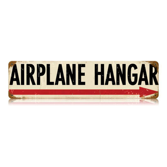 Airplane Hangar Vintage Sign, Aviation, Metal Sign, Wall Art, 20 X 5 Inches