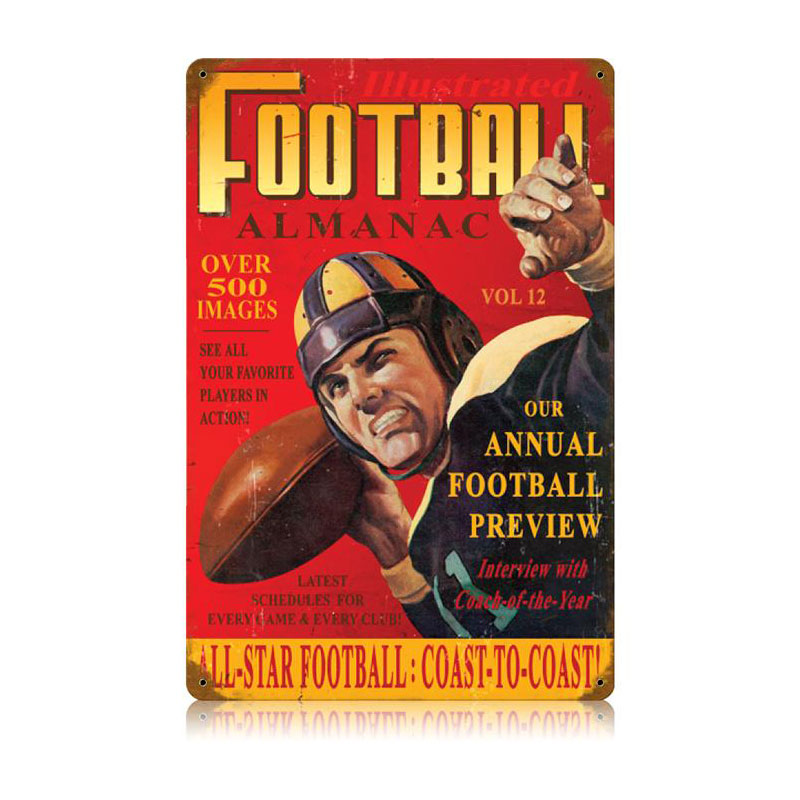 Football Almanac Vintage Sign, Humor, Metal Sign, Wall Art, 12 X 18 Inches