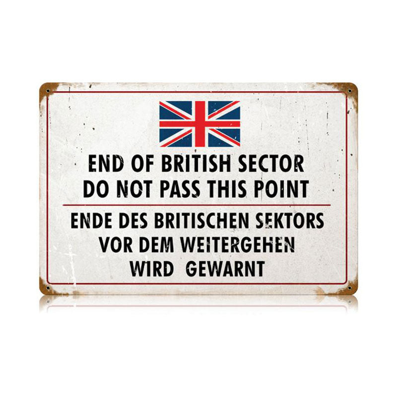 British Sector Vintage Sign, Military, Metal Sign, Wall Art, 18 X 12 Inches