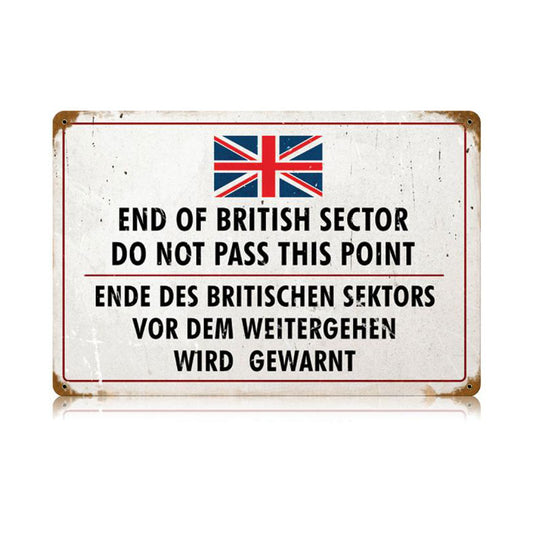 British Sector Vintage Sign, Military, Metal Sign, Wall Art, 18 X 12 Inches