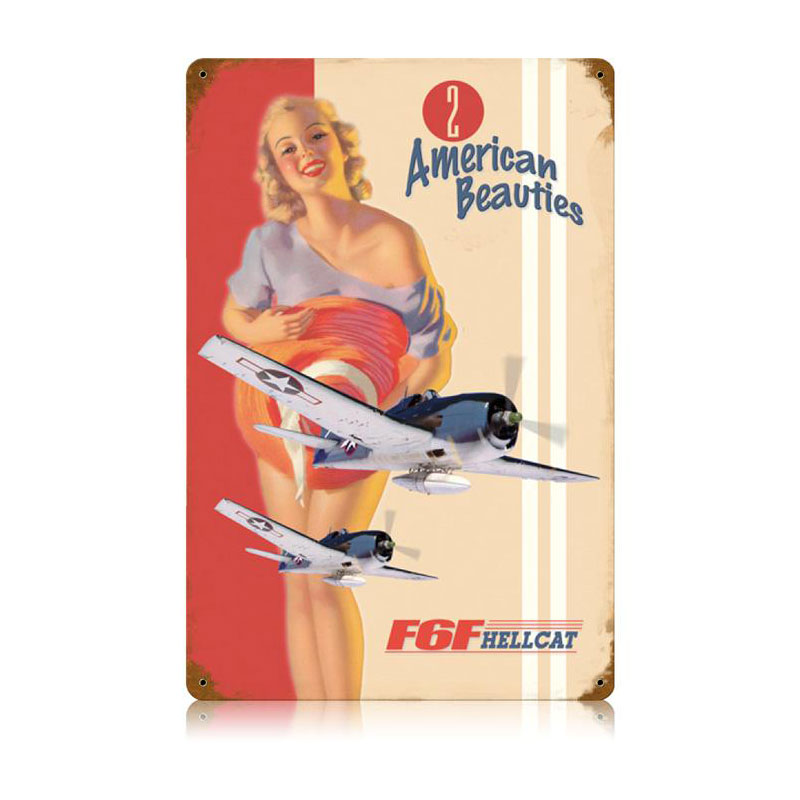 F6F Hellcat Vintage Sign, Aviation, Metal Sign, Wall Art, 12 X 18 Inches