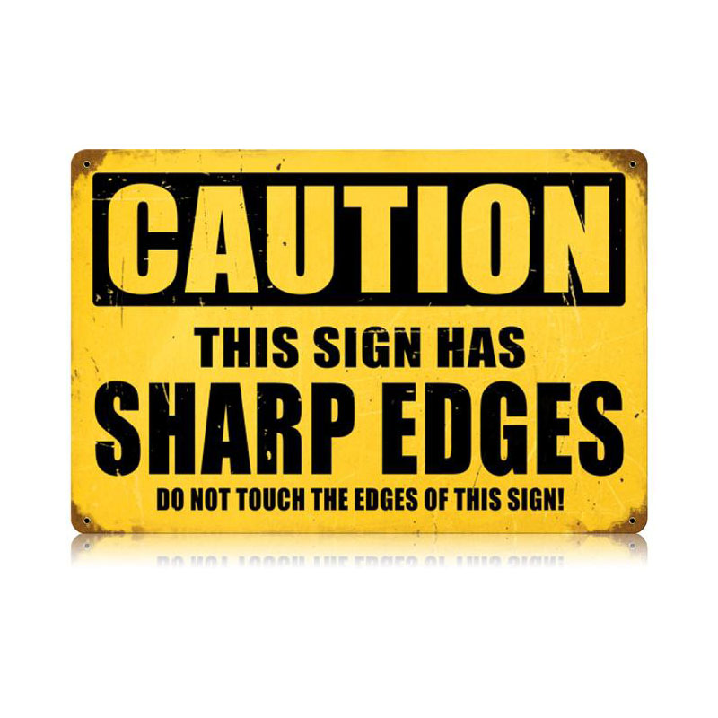Sharp Edges Vintage Sign, Oil & Petro, Metal Sign, Wall Art, 18 X 12 Inches