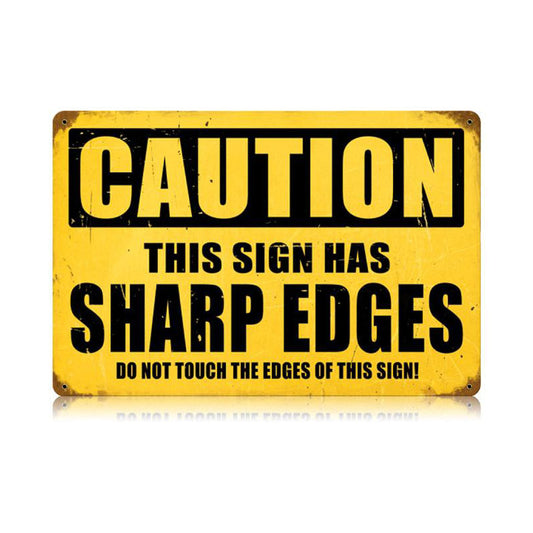 Sharp Edges Vintage Sign, Oil & Petro, Metal Sign, Wall Art, 18 X 12 Inches