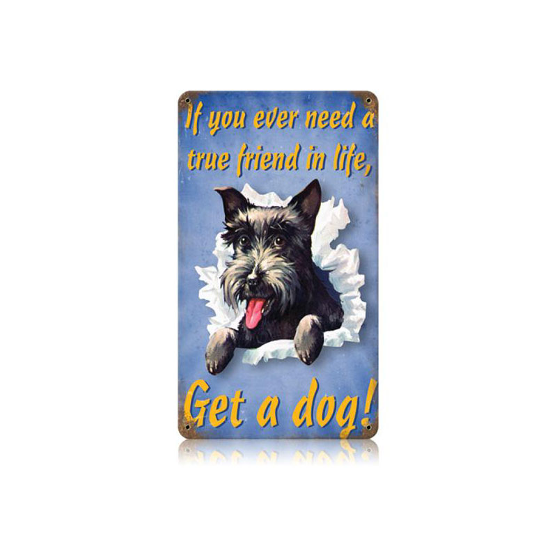 Get A Dog Vintage Sign, Oil & Petro, Metal Sign, Wall Art, 8 X 14 Inches