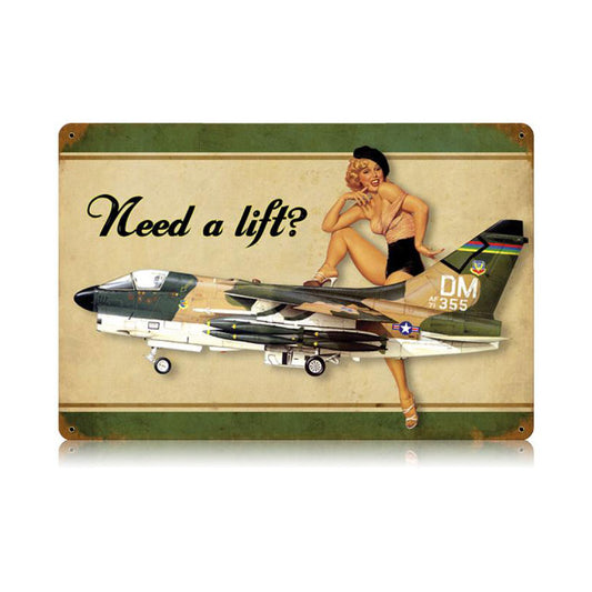 Need A Lift Corsair Vintage Sign, Aviation, Metal Sign, Wall Art, 18 X 12 Inches