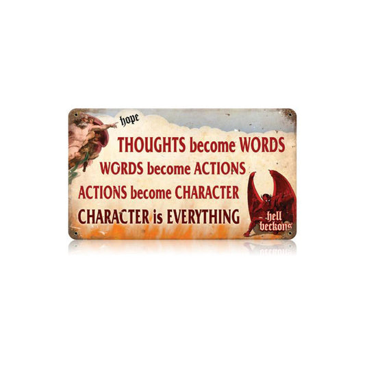 Character Is Everything Vintage Sign, Oil & Petro, Metal Sign, Wall Art, 14 X 8 Inches