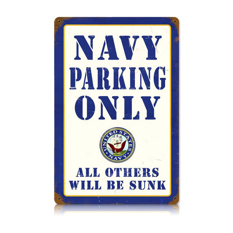 Navy Parking Vintage Sign, Military, Metal Sign, Wall Art, 18 X 12 Inches
