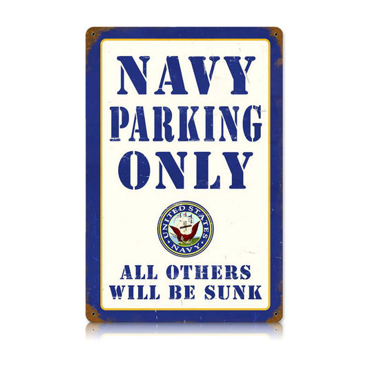 Navy Parking Vintage Sign, Military, Metal Sign, Wall Art, 18 X 12 Inches