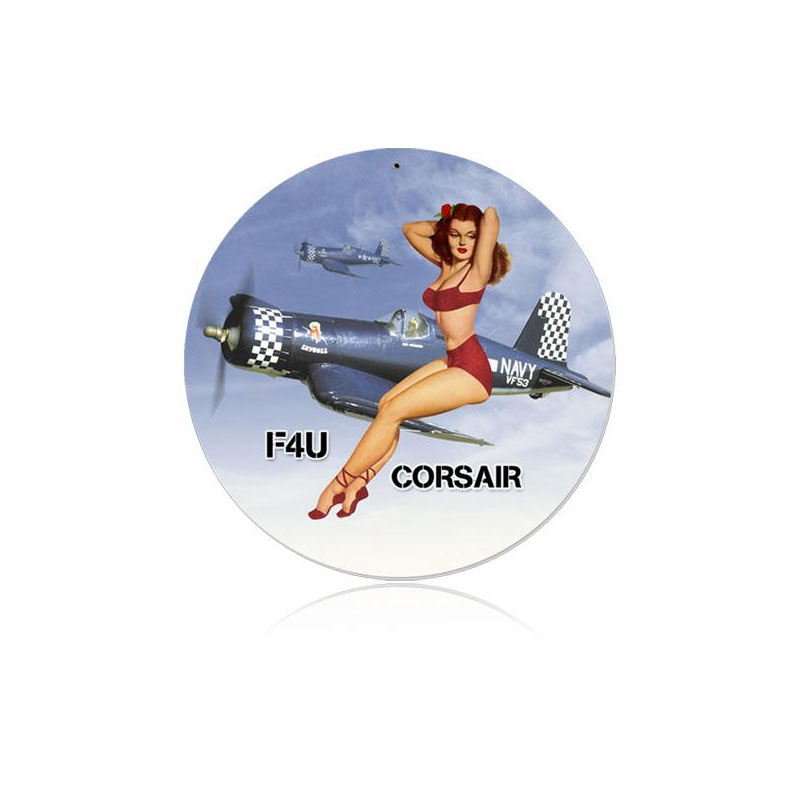 Corsair Pinup Vintage Sign, Aviation, Metal Sign, Wall Art, 14 X 14 In ...