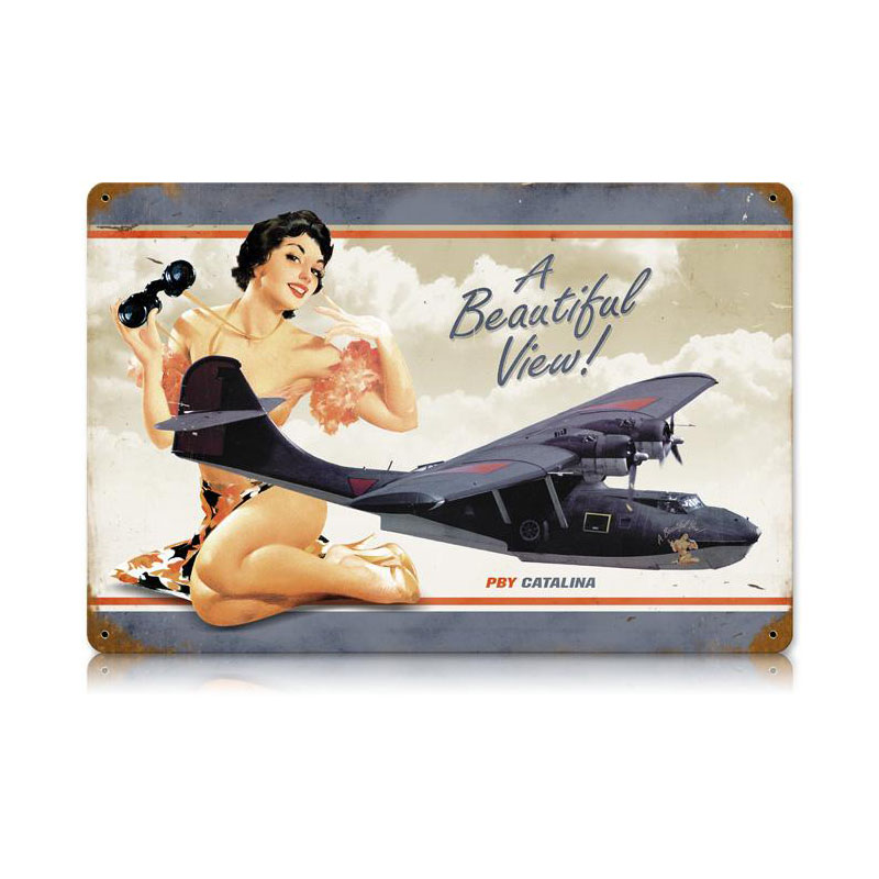 Pby Beautiful Vintage Sign, Aviation, Metal Sign, Wall Art, 12 X 18 Inches