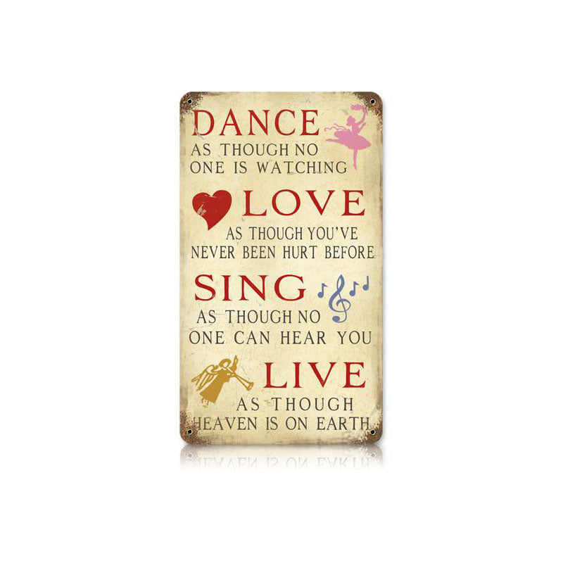 Dance Love Vintage Sign, Home & Garden, Metal Sign, Wall Art, 8 X 14 Inches